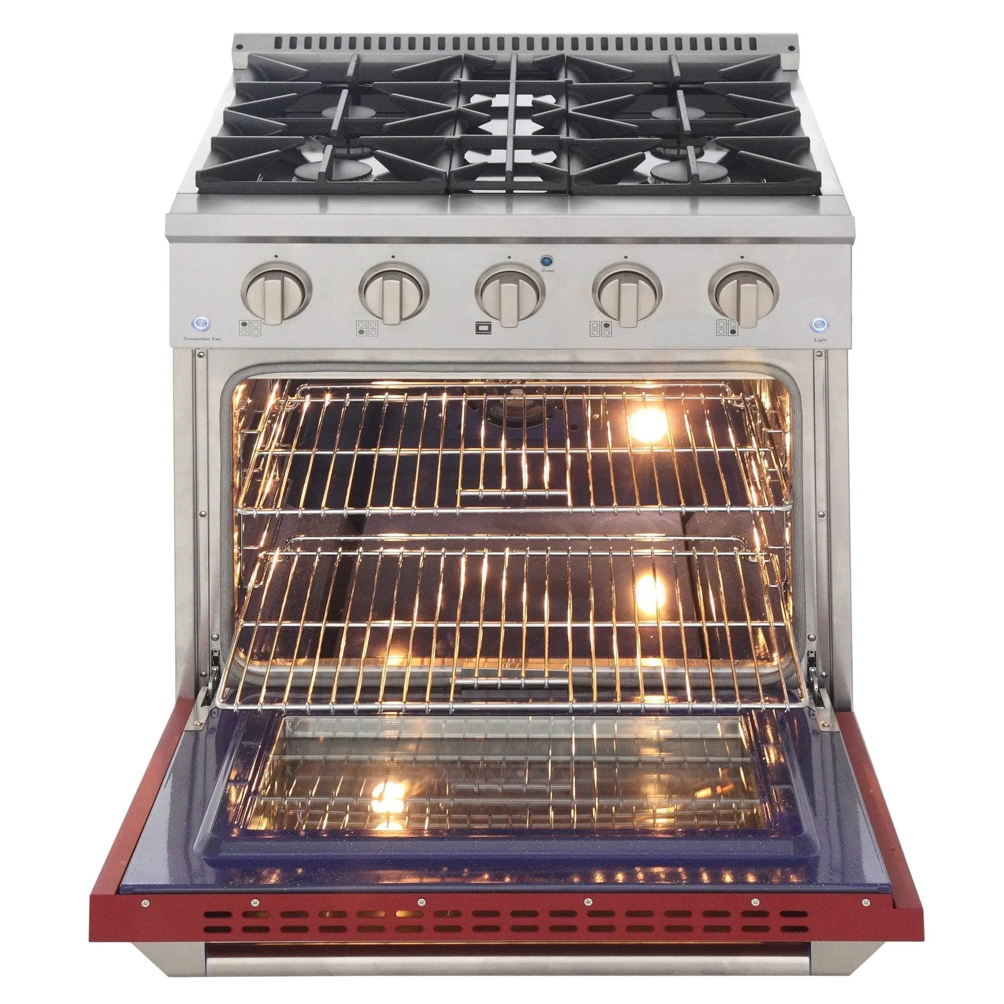 Kucht 30" Propane Range, Stainless Steel, Red Oven Door, KNG301/LP-R by Farmhouse Kitchen and Bath