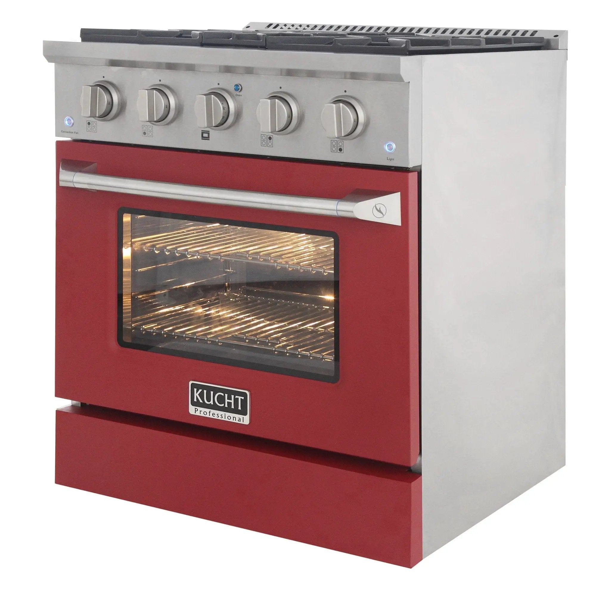 Kucht 30" Propane Range, Stainless Steel, Red Oven Door, KNG301/LP-R by Farmhouse Kitchen and Bath