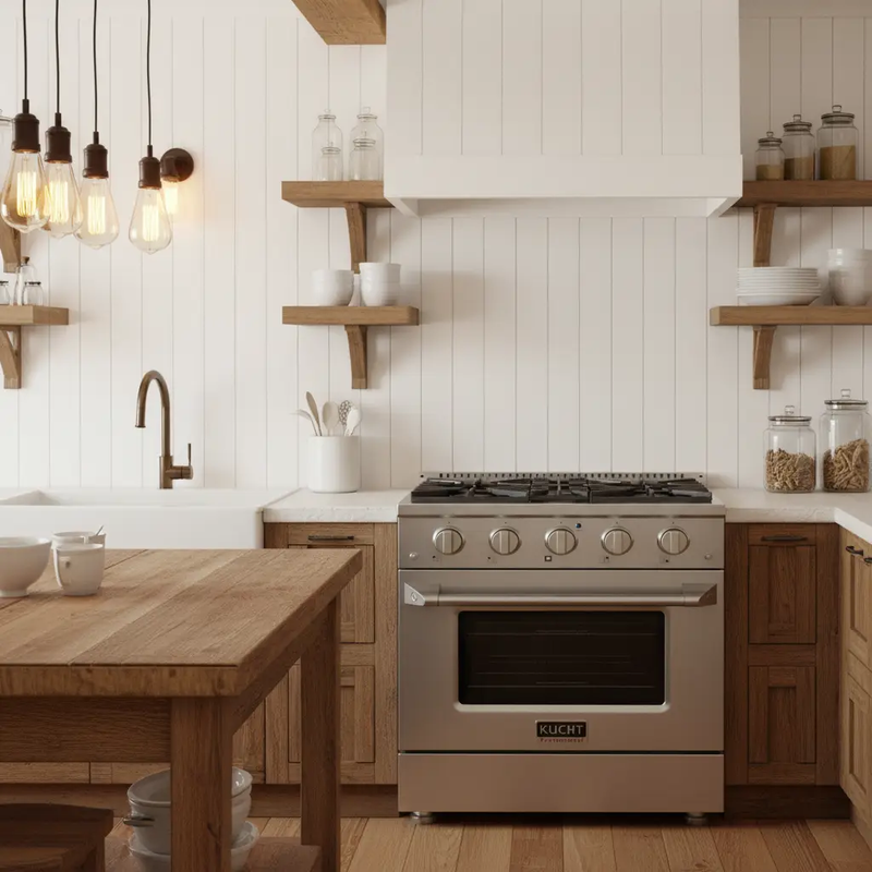Kucht 30" Propane Range, Stainless Steel, Silver Oven Door, KNG301/LP-S by Farmhouse Kitchen and Bath