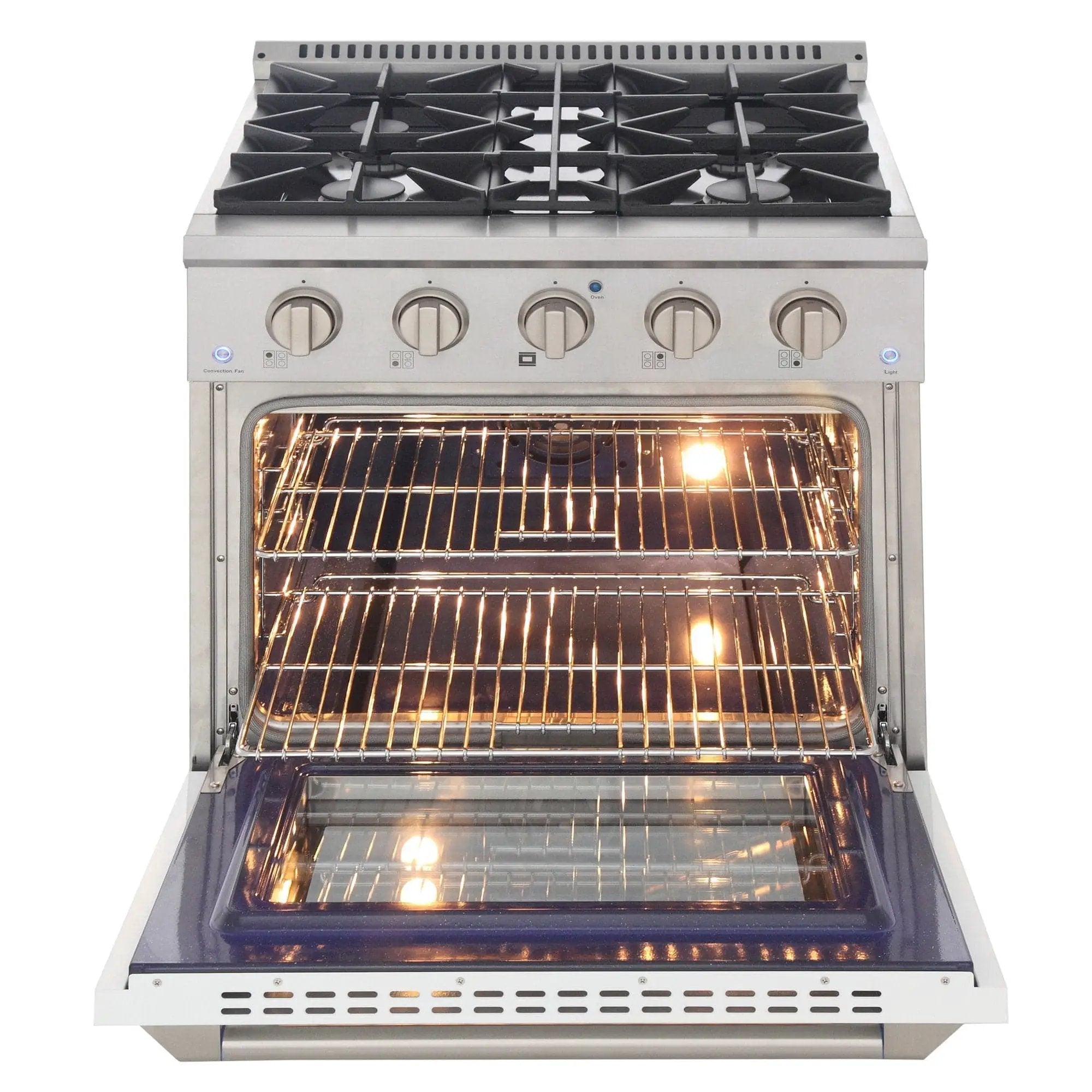 Kucht 30" Propane Range, Stainless Steel White Oven Door, KNG301/LP-W by Farmhouse Kitchen and Bath