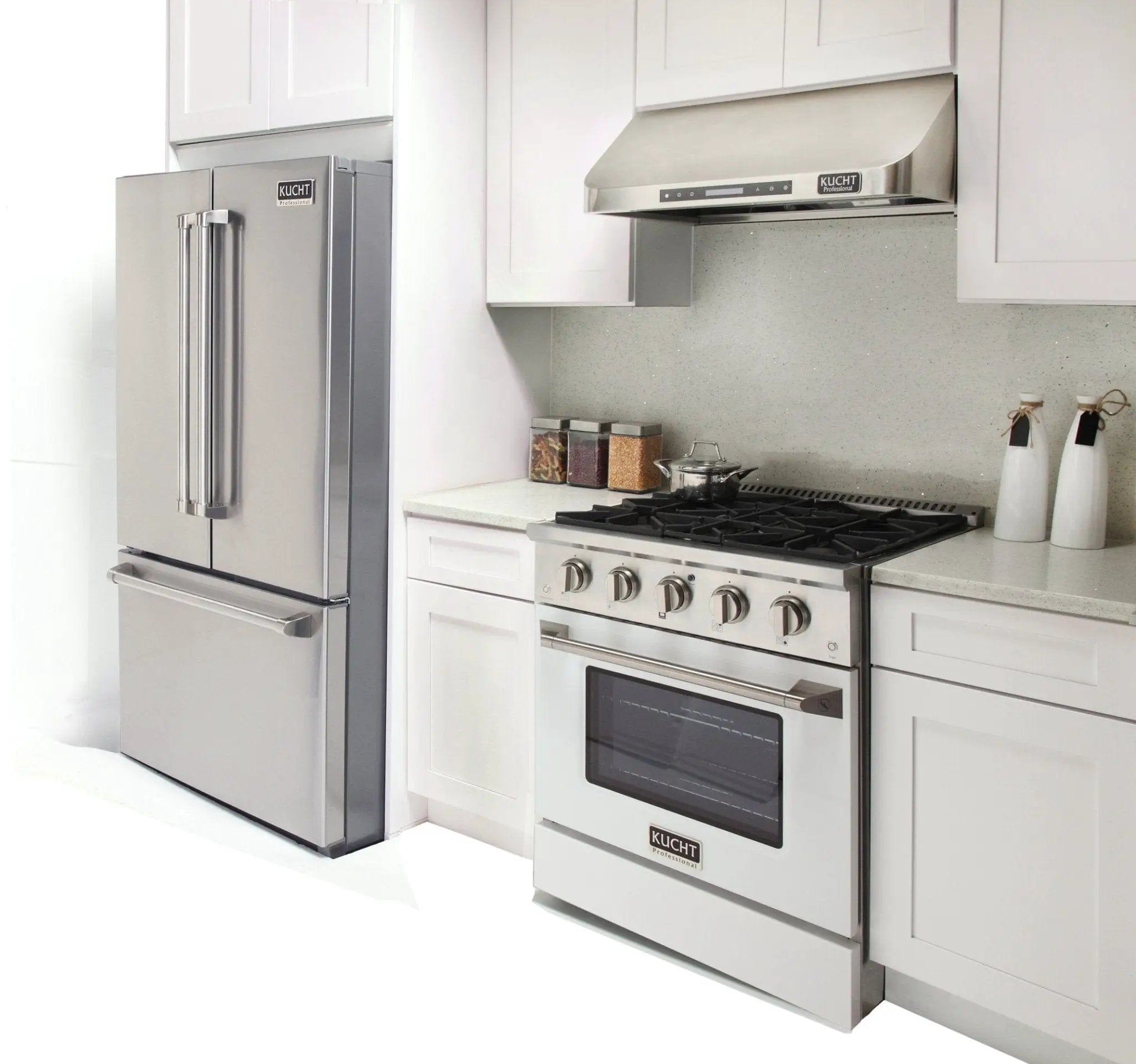Kucht 30" Propane Range, Stainless Steel White Oven Door, KNG301/LP-W by Farmhouse Kitchen and Bath