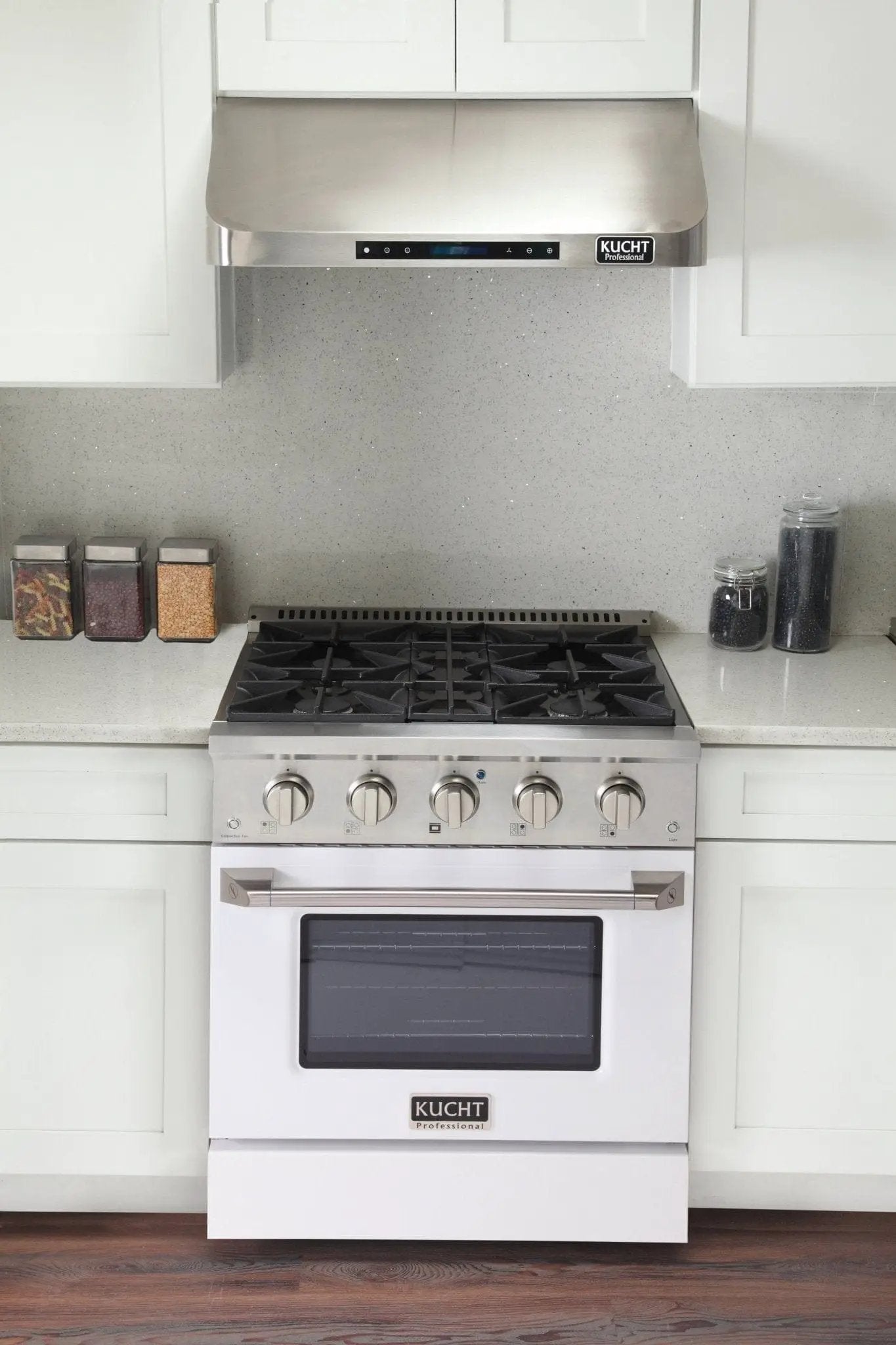 Kucht 30" Propane Range, Stainless Steel White Oven Door, KNG301/LP-W by Farmhouse Kitchen and Bath