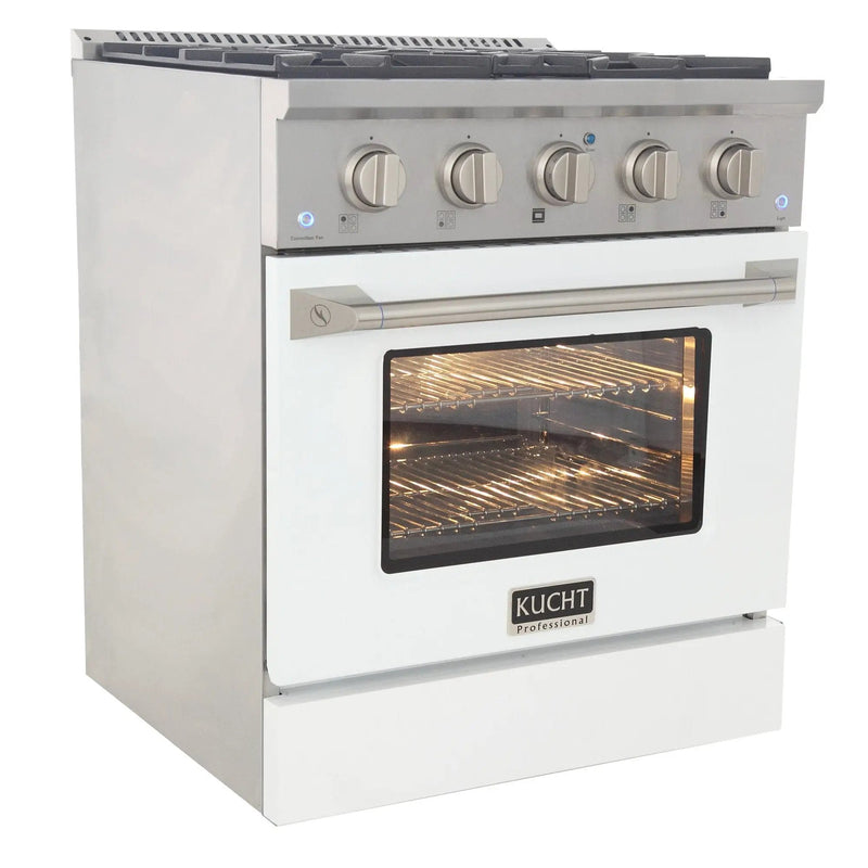 Kucht 30" Propane Range, Stainless Steel White Oven Door, KNG301/LP-W by Farmhouse Kitchen and Bath