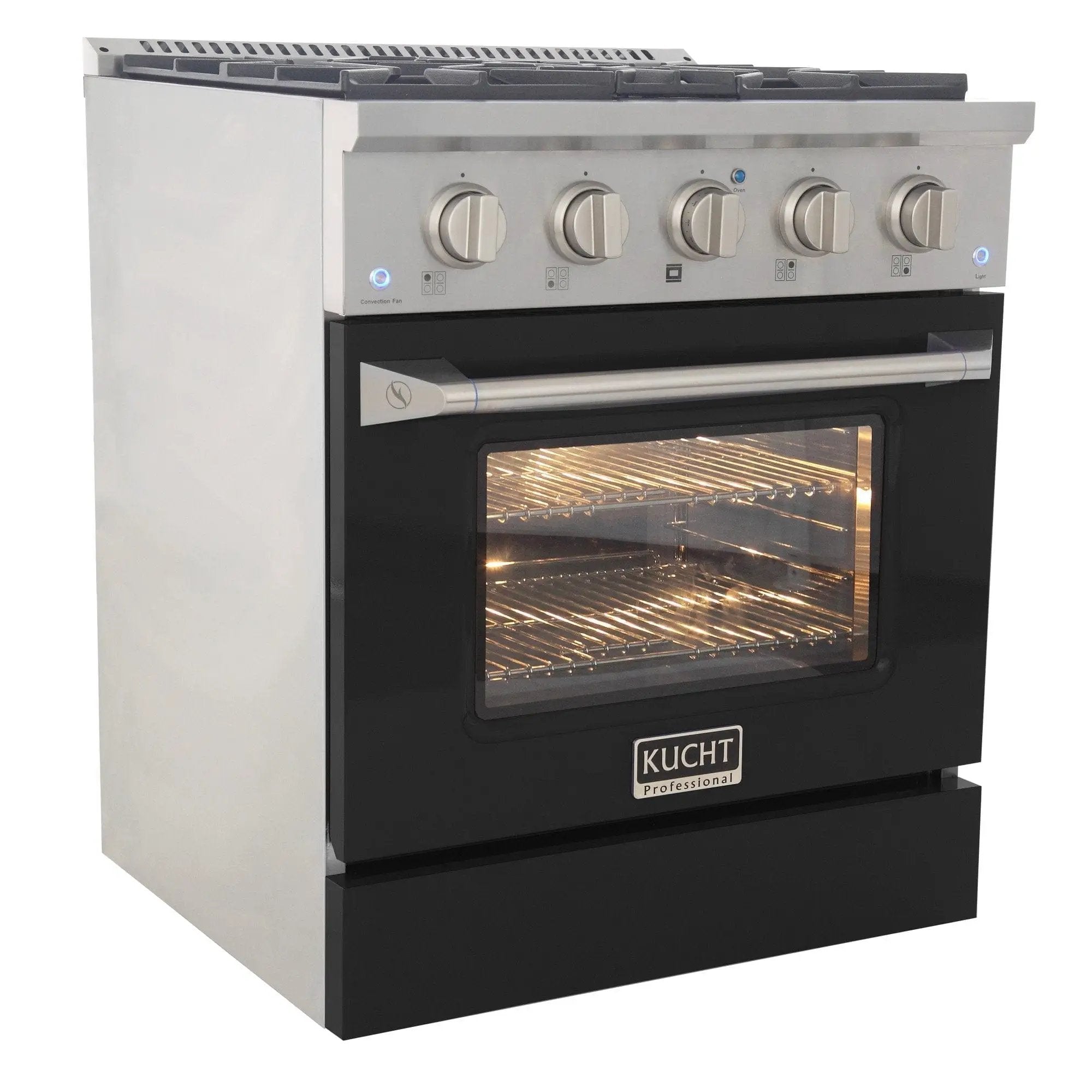 Kucht 30" Propane Range, Stainless Steel,Black Oven Door, KNG301/LP-K by Farmhouse Kitchen and Bath