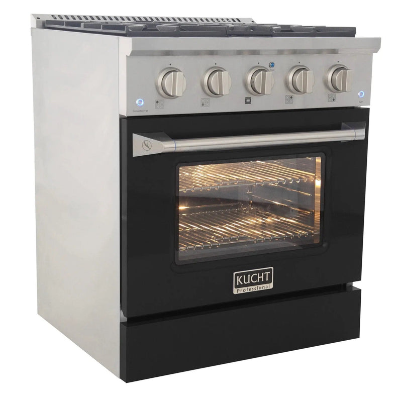 Kucht 30" Propane Range, Stainless Steel,Black Oven Door, KNG301/LP-K by Farmhouse Kitchen and Bath