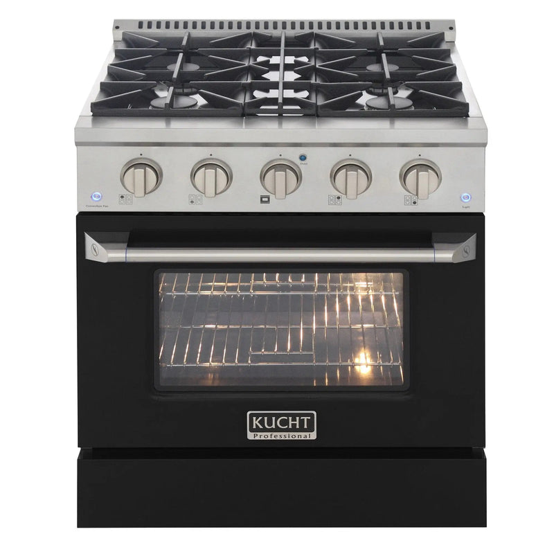 Kucht 30" Propane Range, Stainless Steel,Black Oven Door, KNG301/LP-K by Farmhouse Kitchen and Bath