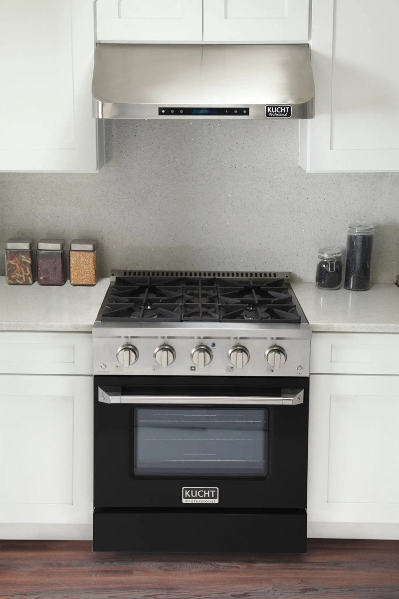Kucht 30" Propane Range, Stainless Steel,Black Oven Door, KNG301/LP-K by Farmhouse Kitchen and Bath