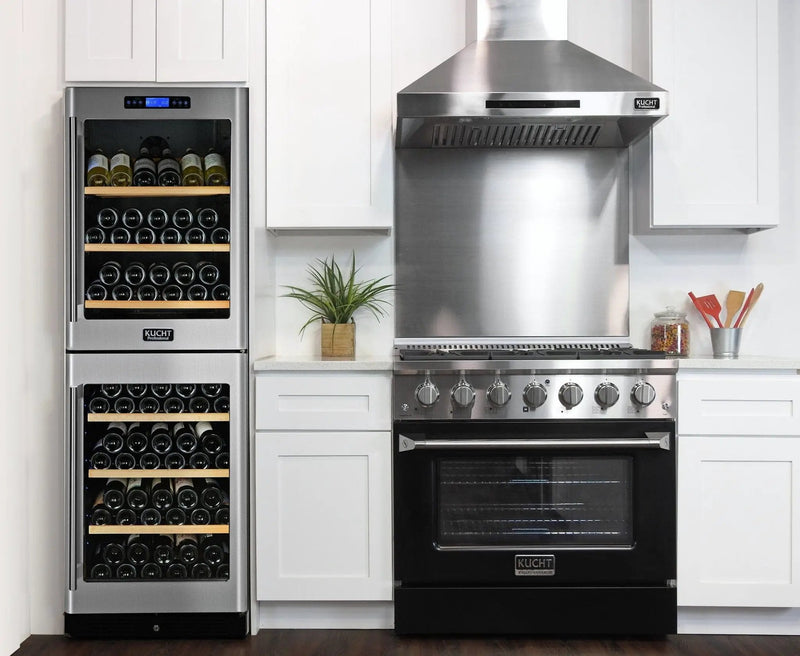 Kucht 36" Gas Range, Stainless Steel with Black Door, KNG361-K by Farmhouse Kitchen and Bath