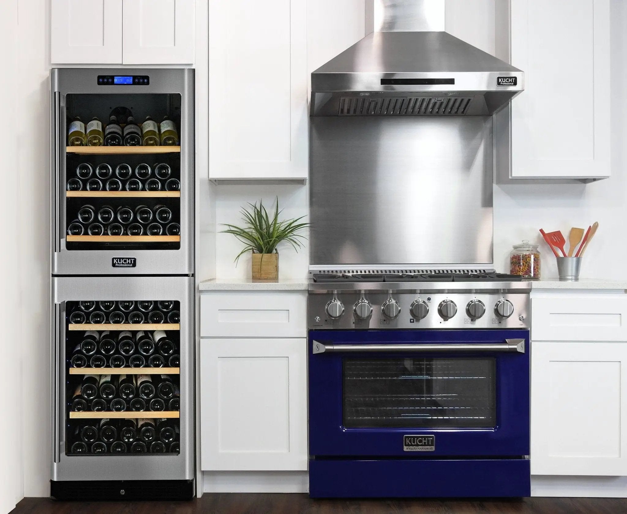 Kucht 36" Gas Range, Stainless Steel with Blue Oven Door, KNG361-B by Farmhouse Kitchen and Bath