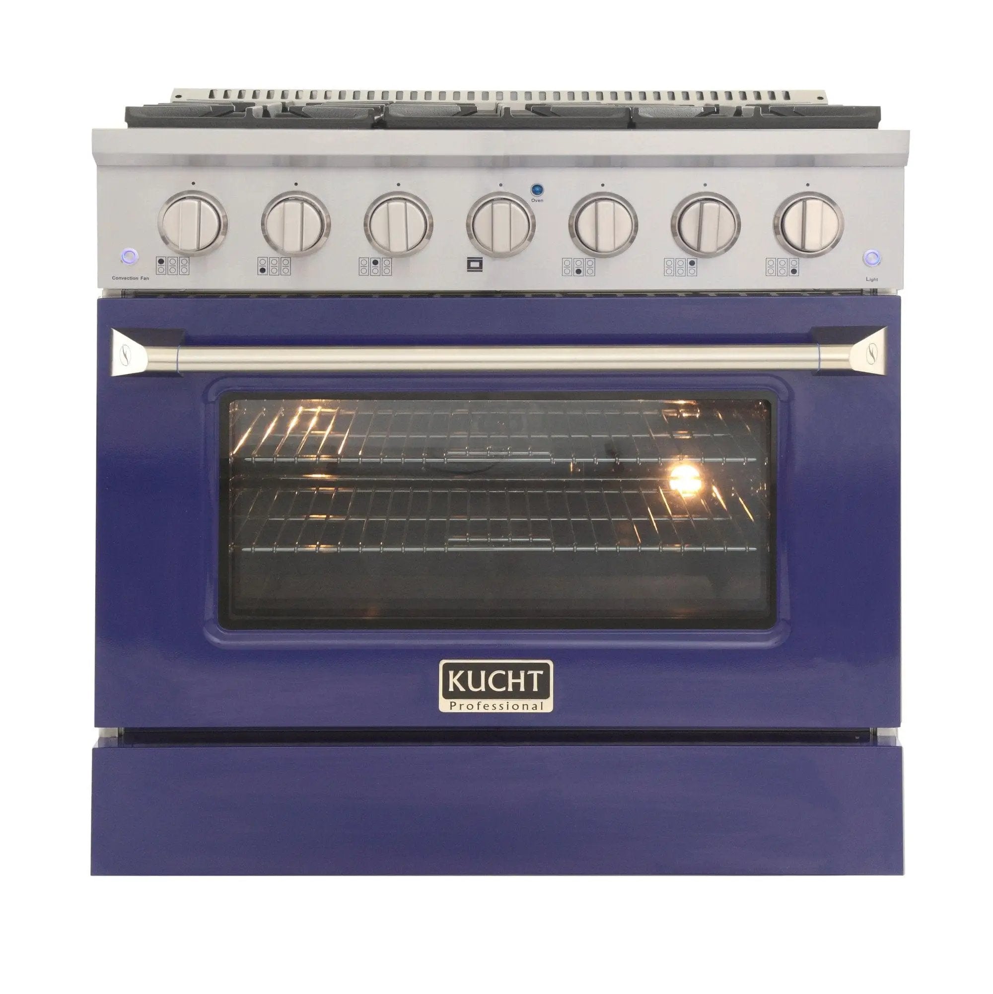 Kucht 36" Gas Range, Stainless Steel with Blue Oven Door, KNG361-B by Farmhouse Kitchen and Bath