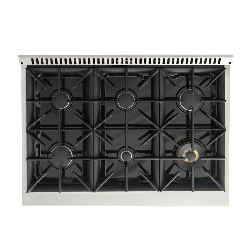 Kucht 36" Gas Range, Stainless Steel with Blue Oven Door, KNG361-B by Farmhouse Kitchen and Bath