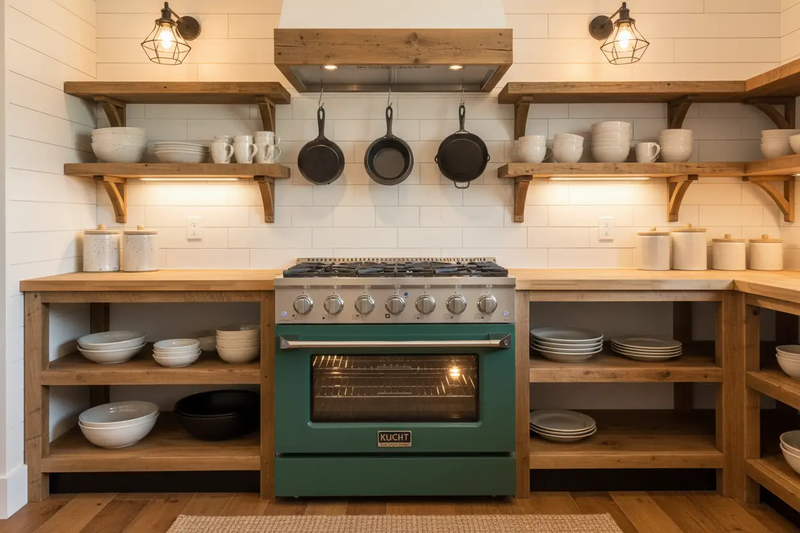 Kucht 36" Gas Range, Stainless Steel with Green Oven Door, KNG361-G by Farmhouse Kitchen and Bath