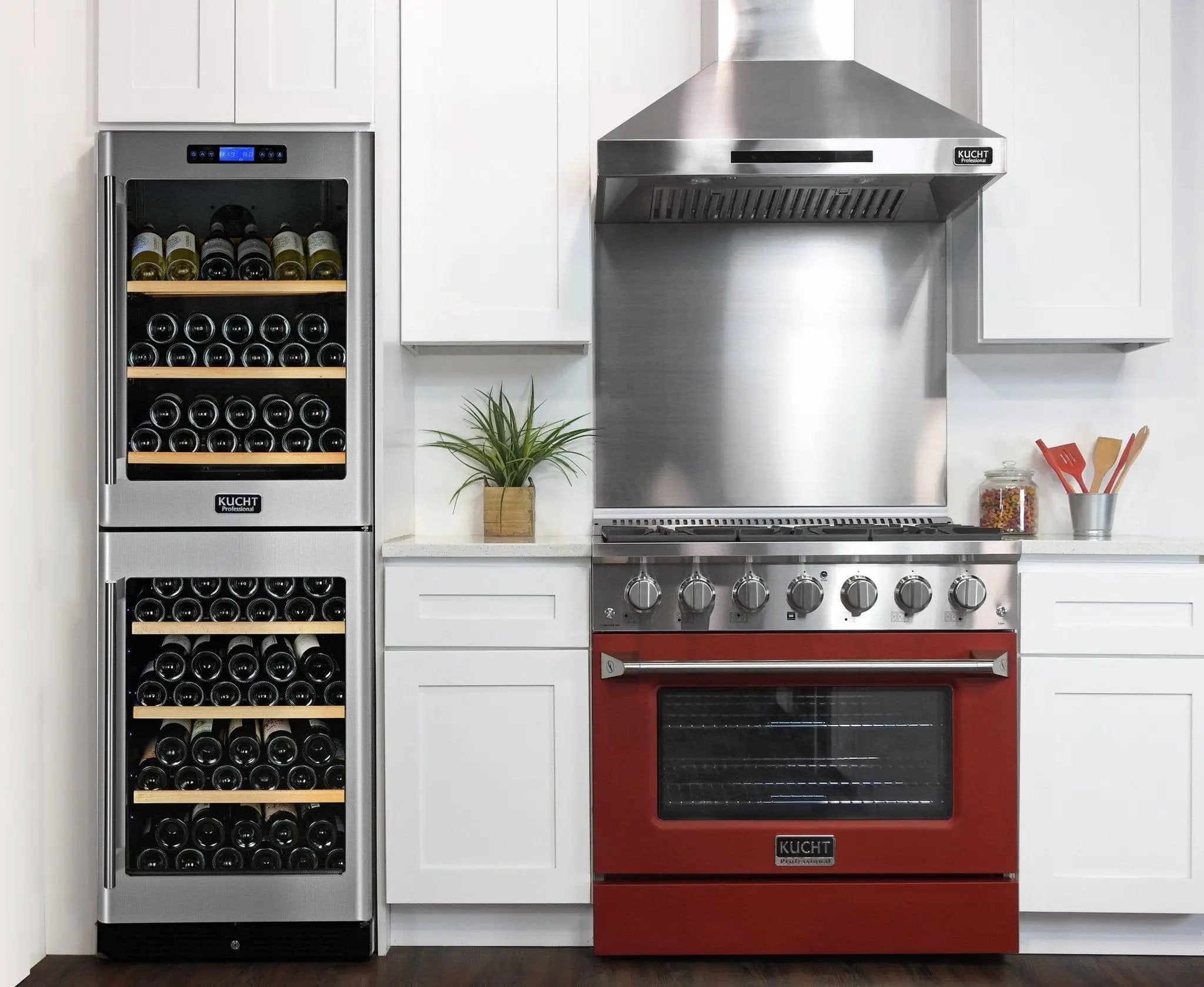 Kucht 36" Gas Range, Stainless Steel with Red Oven Door, KNG361-R by Farmhouse Kitchen and Bath