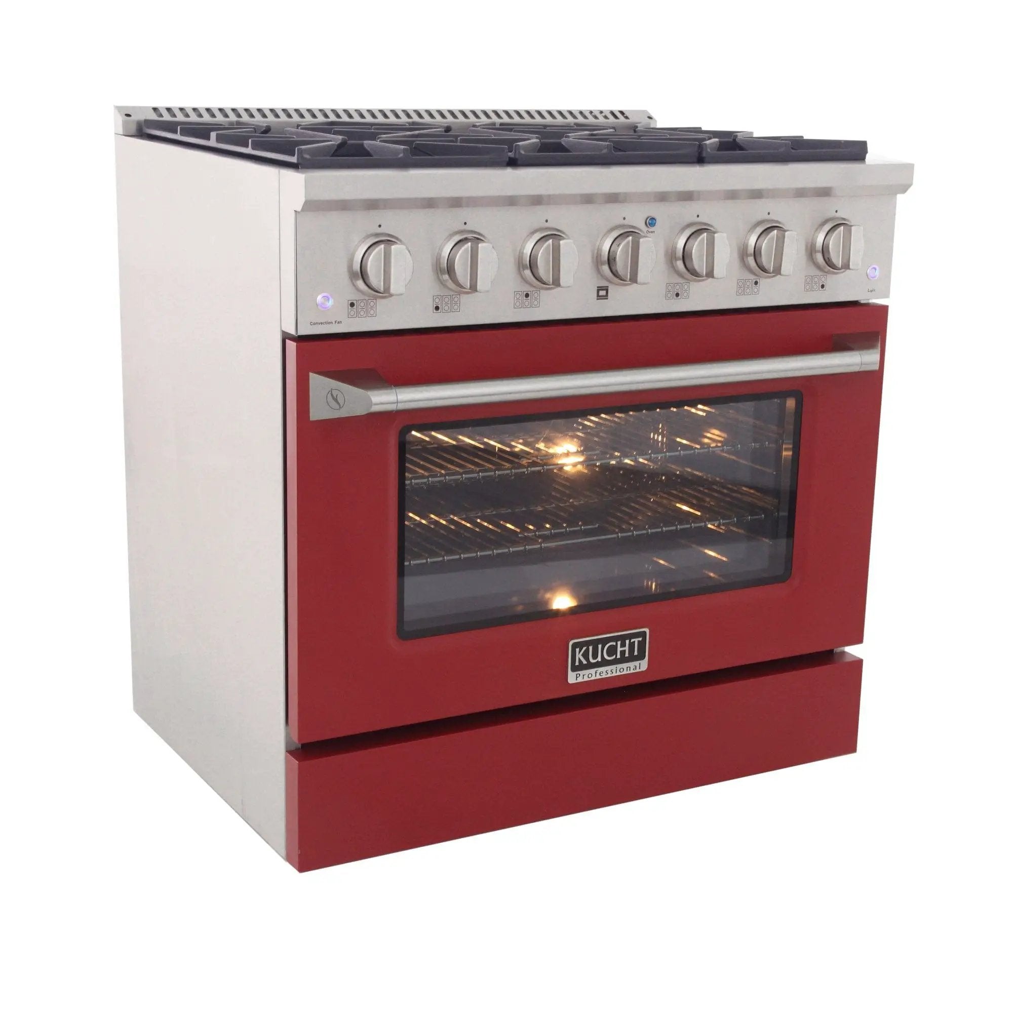 Kucht 36" Gas Range, Stainless Steel with Red Oven Door, KNG361-R by Farmhouse Kitchen and Bath