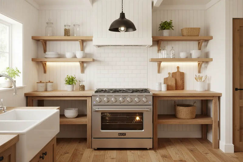 Kucht 36" Gas Range, Stainless Steel with Silver Oven Door, KNG361-S by Farmhouse Kitchen and Bath