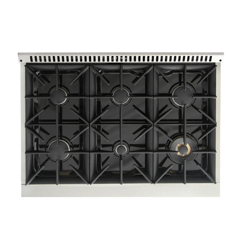 Kucht 36" Gas Range, Stainless Steel with Silver Oven Door, KNG361-S by Farmhouse Kitchen and Bath