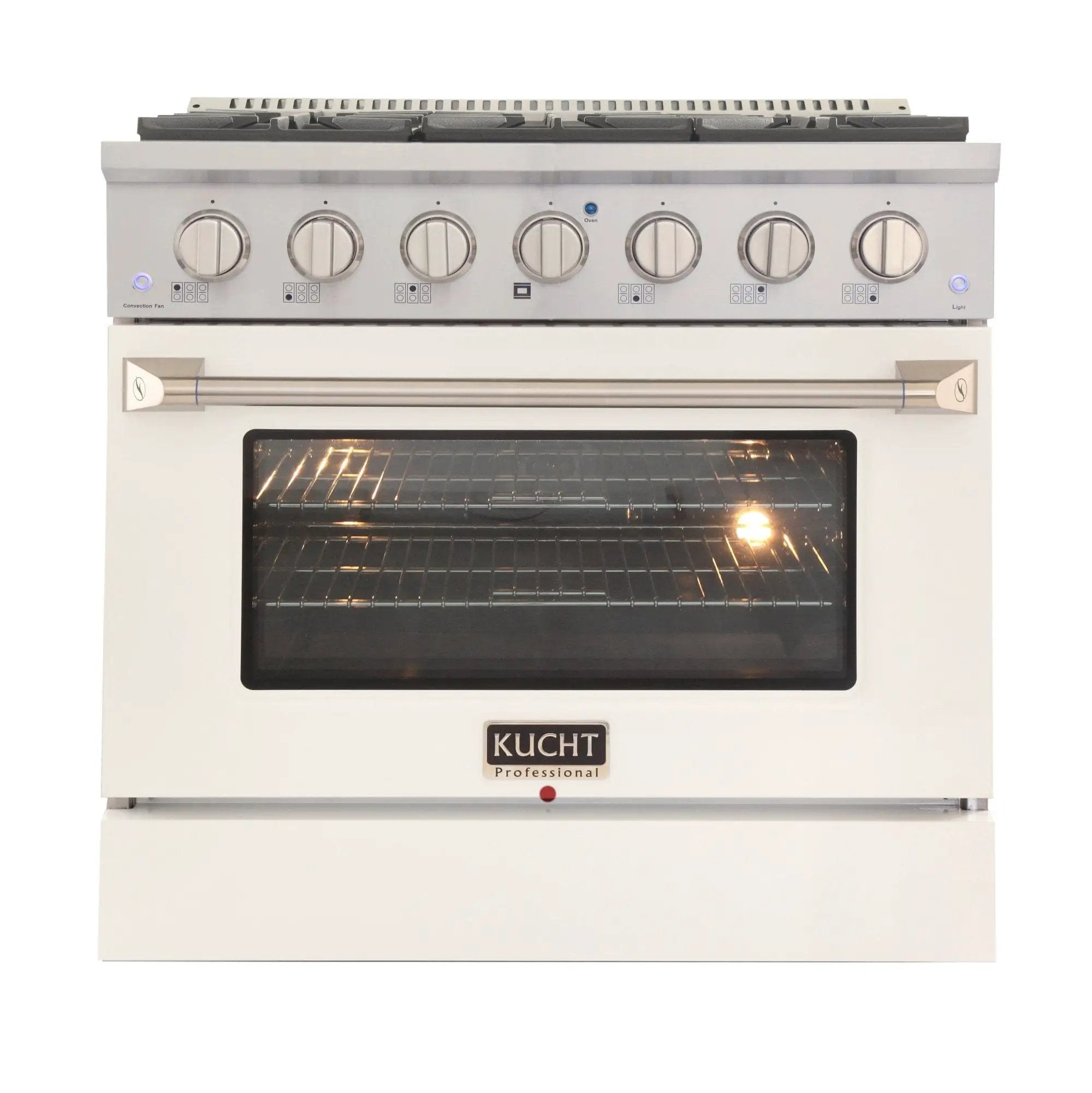 Kucht 36" Gas Range, Stainless Steel with White Oven Door, KNG361-W by Farmhouse Kitchen and Bath