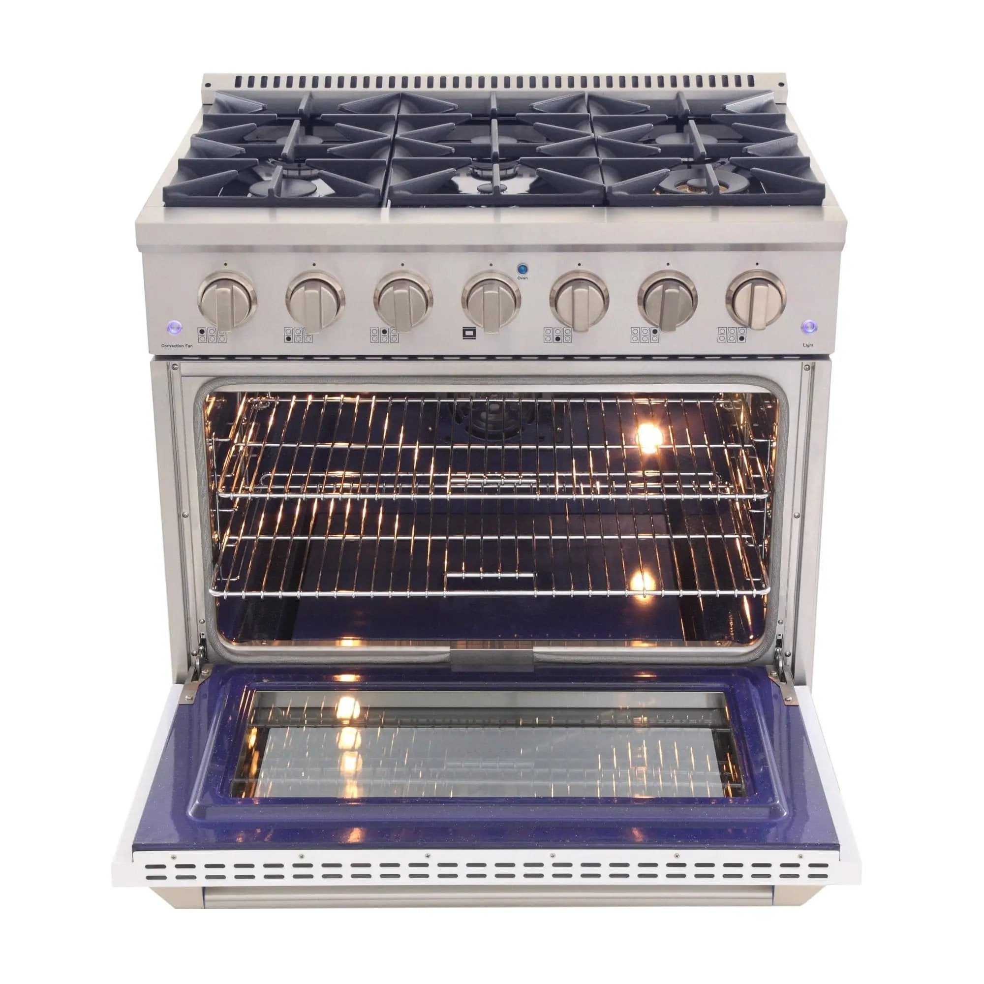 Kucht 36" Gas Range, Stainless Steel with White Oven Door, KNG361-W by Farmhouse Kitchen and Bath