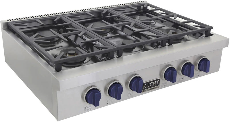 Kucht 36 Inch Gas Sealed Burner Rangetop-KFX369T-B by Farmhouse Kitchen and Bath