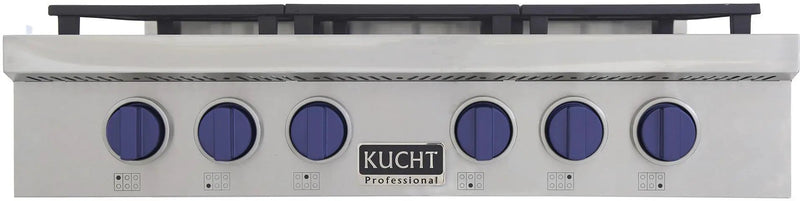 Kucht 36 Inch Gas Sealed Burner Rangetop-KFX369T-B by Farmhouse Kitchen and Bath