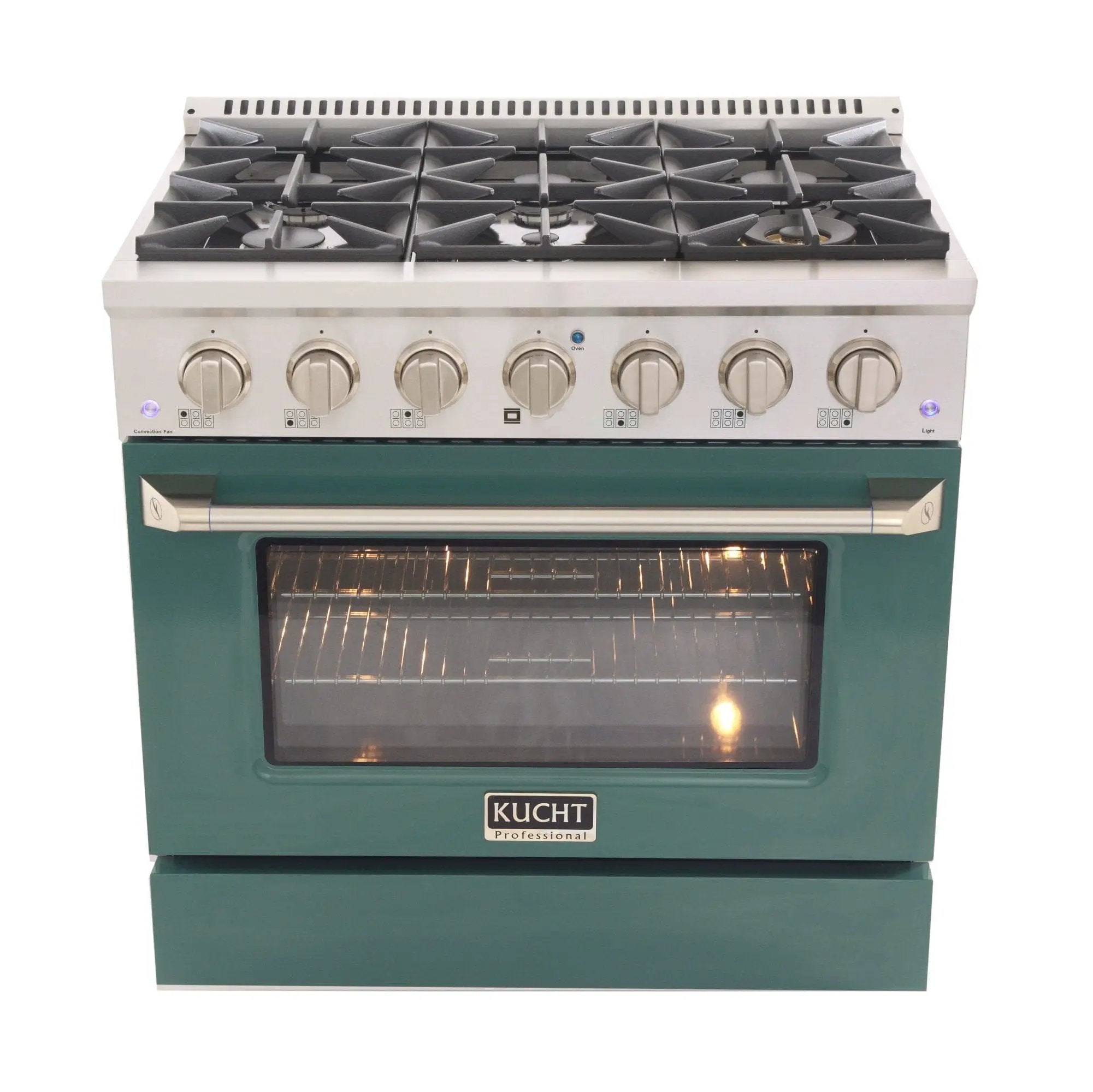 Kucht 36" Propane Range, in Stainless Steel, Green Door, KNG361/LP-G by Farmhouse Kitchen and Bath