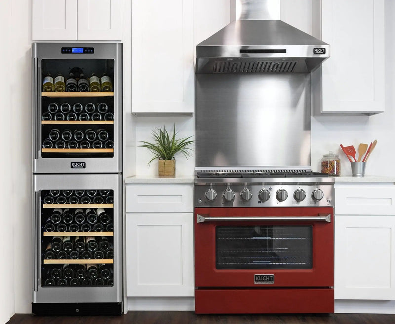 Kucht 36" Propane Range in Stainless Steel, Red Door, KNG361/LP-R by Farmhouse Kitchen and Bath
