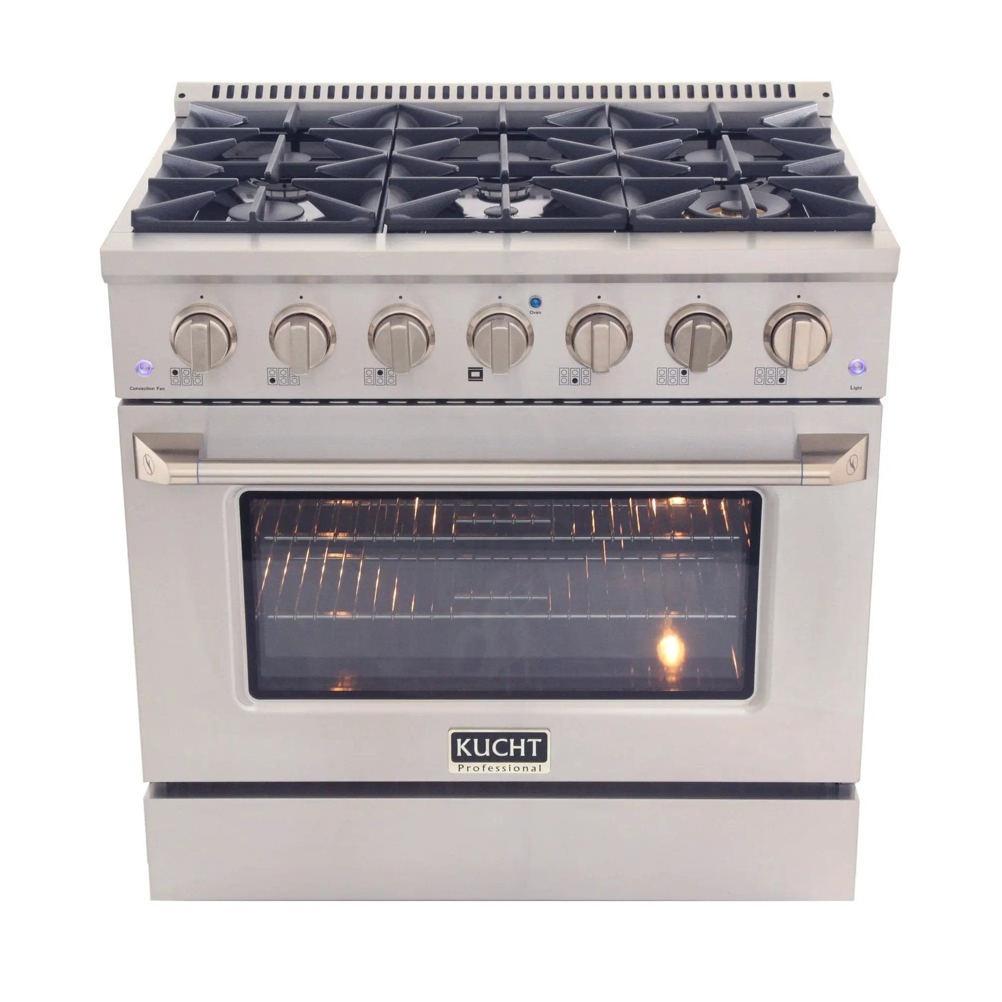 Kucht 36" Propane Range in Stainless Steel, Silver Door, KNG361/LP-S by Farmhouse Kitchen and Bath