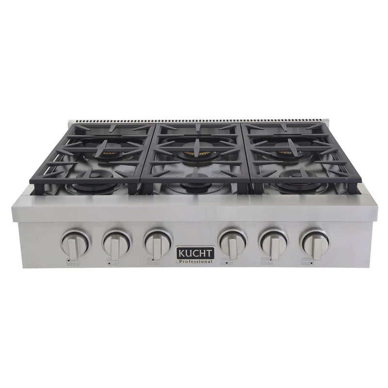 Kucht 36" Stainless Propane Cooktop-KFX369T/LP-S by Farmhouse Kitchen and Bath