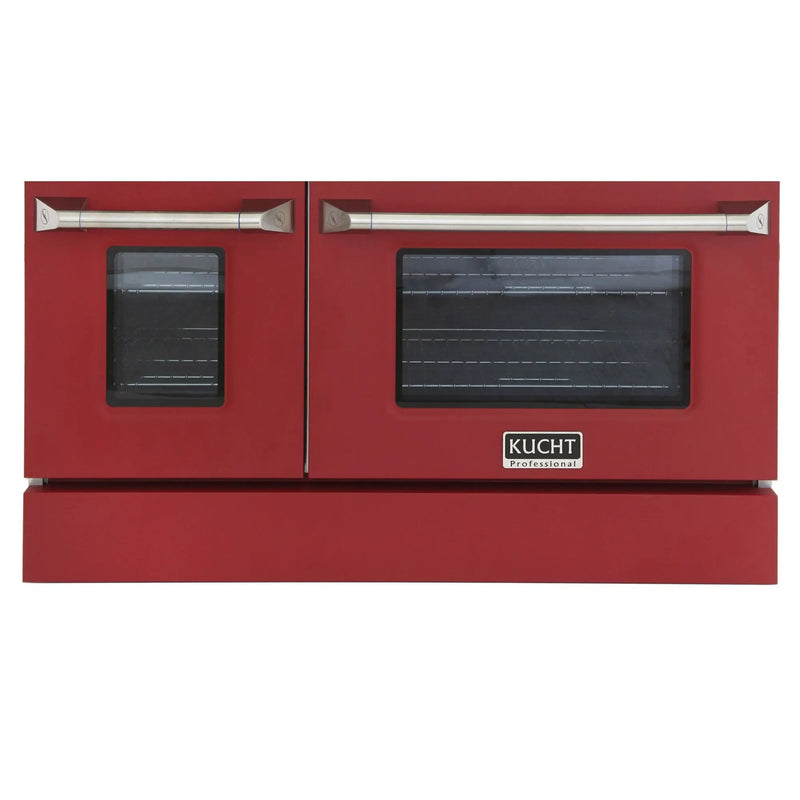 Kucht 48" Gas Range in Stainless Steel, Red Oven Doors, KNG481-R by Farmhouse Kitchen and Bath