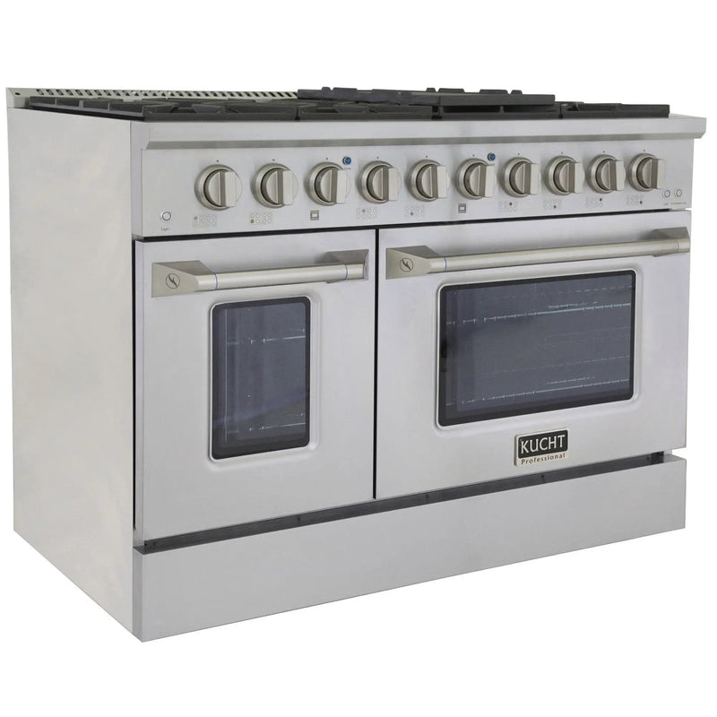 Kucht 48" Gas Range in Stainless Steel, Silver Oven Doors, KNG481-S by Farmhouse Kitchen and Bath