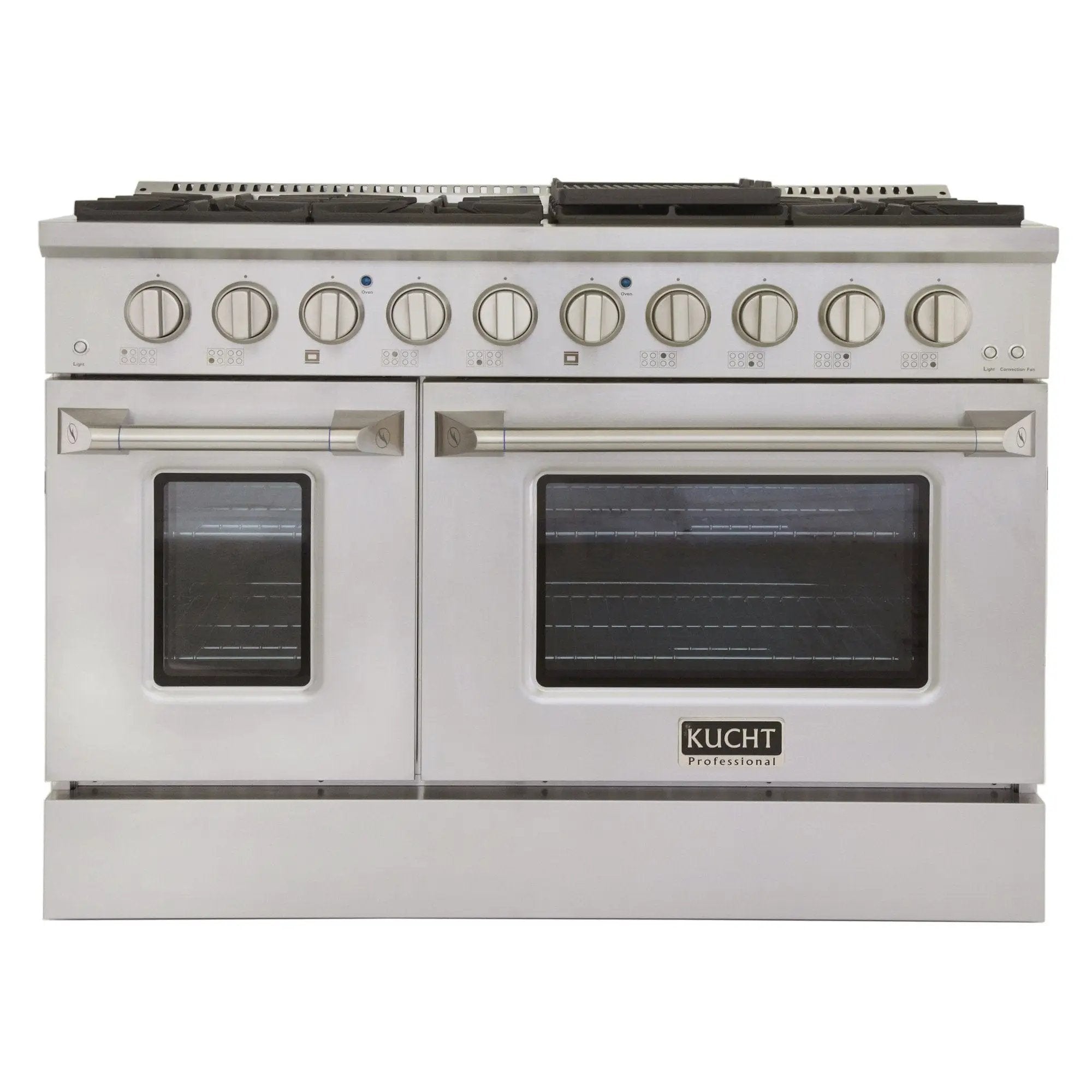 Kucht 48" Gas Range in Stainless Steel, Silver Oven Doors, KNG481-S by Farmhouse Kitchen and Bath