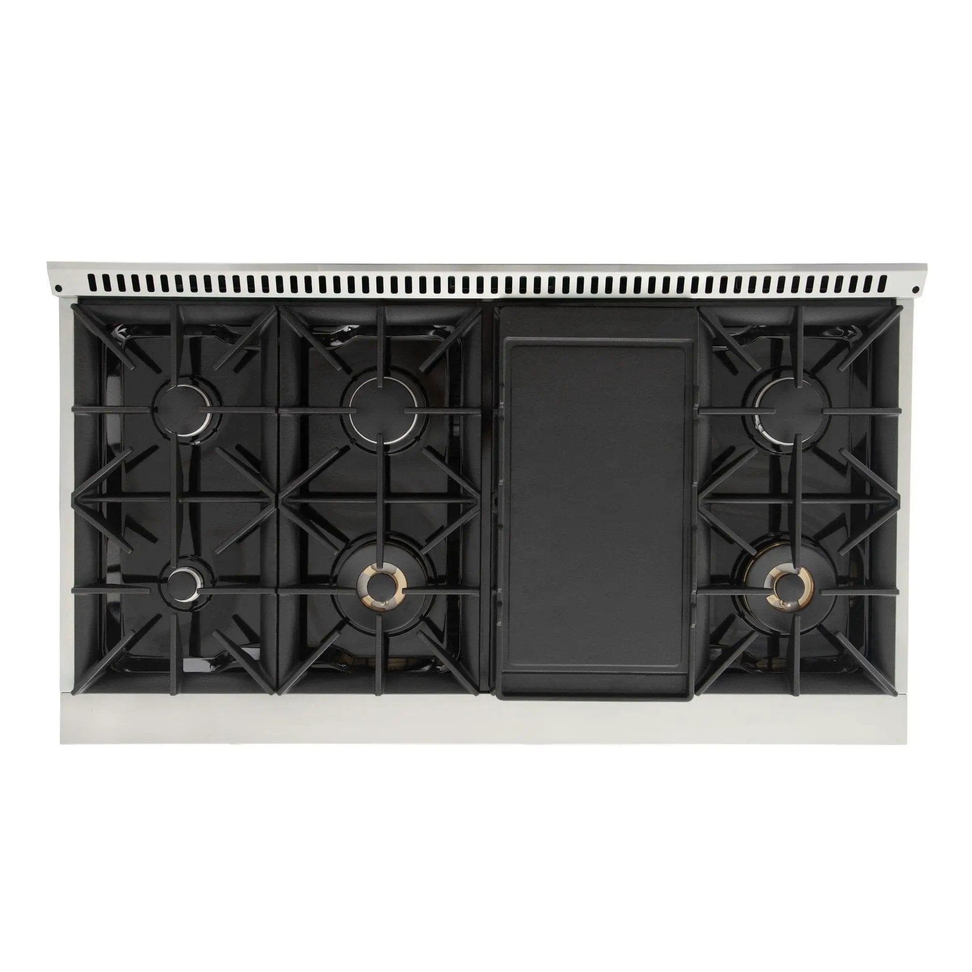 Kucht 48" Gas Range in Stainless Steel, White Oven Doors, KNG481-W by Farmhouse Kitchen and Bath