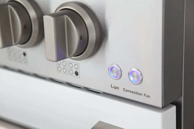 Kucht 48" Gas Range in Stainless Steel, White Oven Doors, KNG481-W by Farmhouse Kitchen and Bath