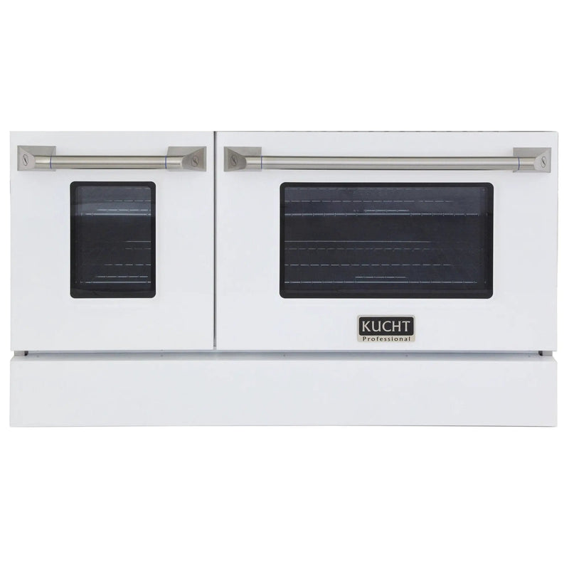 Kucht 48" Gas Range in Stainless Steel, White Oven Doors, KNG481-W by Farmhouse Kitchen and Bath