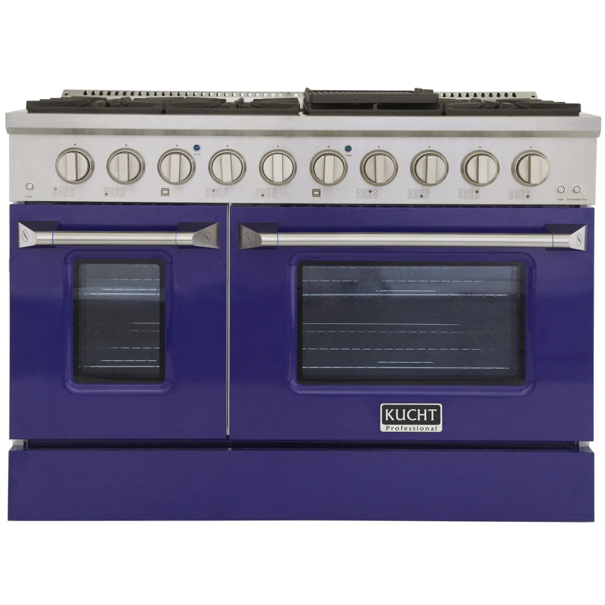 Kucht 48" Propane Range in Stainless Steel, Blue Doors, KNG481/LP-B by Farmhouse Kitchen and Bath