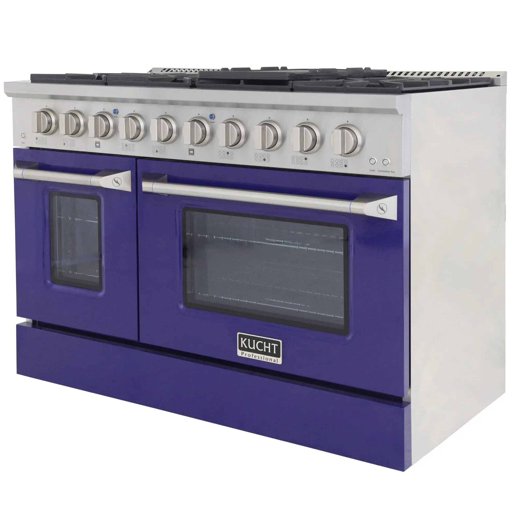 Kucht 48" Propane Range in Stainless Steel, Blue Doors, KNG481/LP-B by Farmhouse Kitchen and Bath