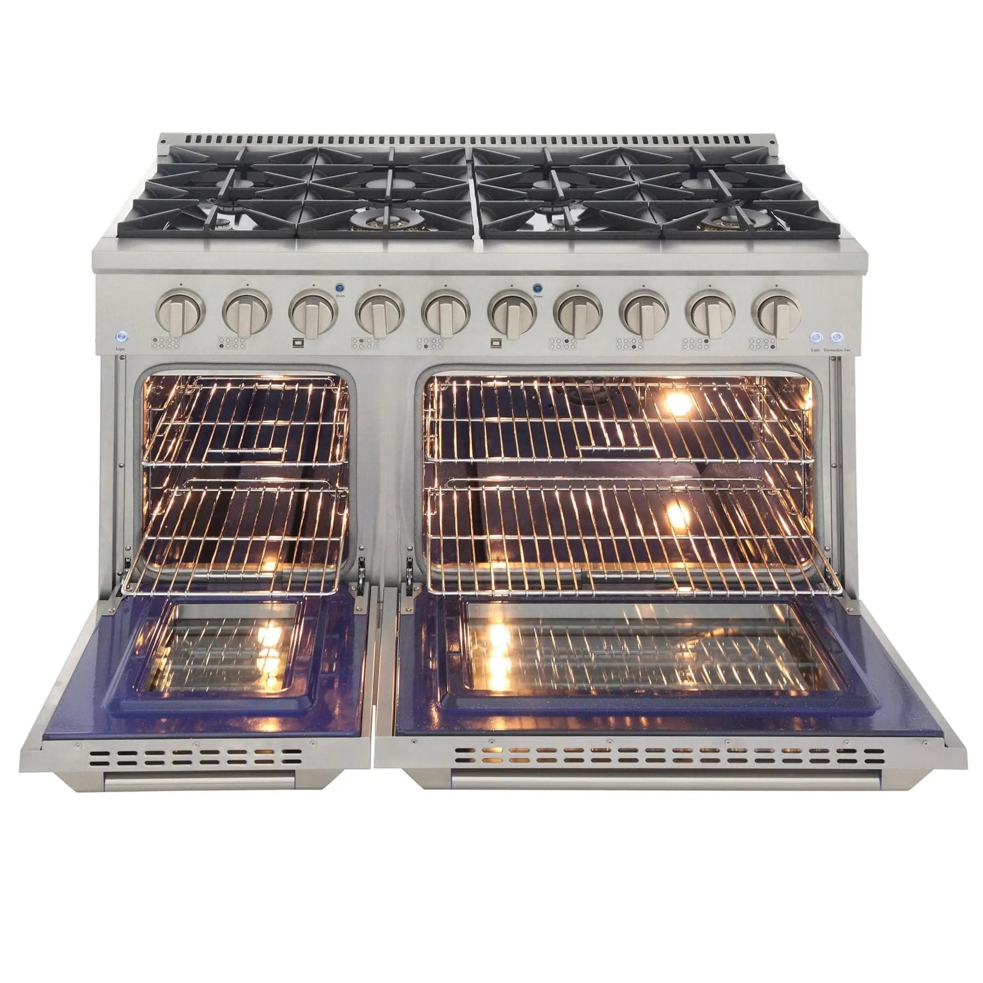 Kucht 48" Propane Range in Stainless Steel, Silver Doors, KNG481/LP-S by Farmhouse Kitchen and Bath