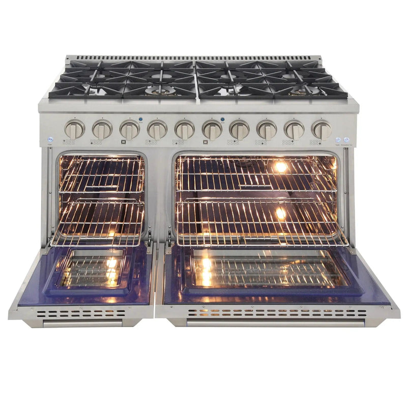 Kucht 48" Propane Range in Stainless Steel, Silver Doors, KNG481/LP-S by Farmhouse Kitchen and Bath