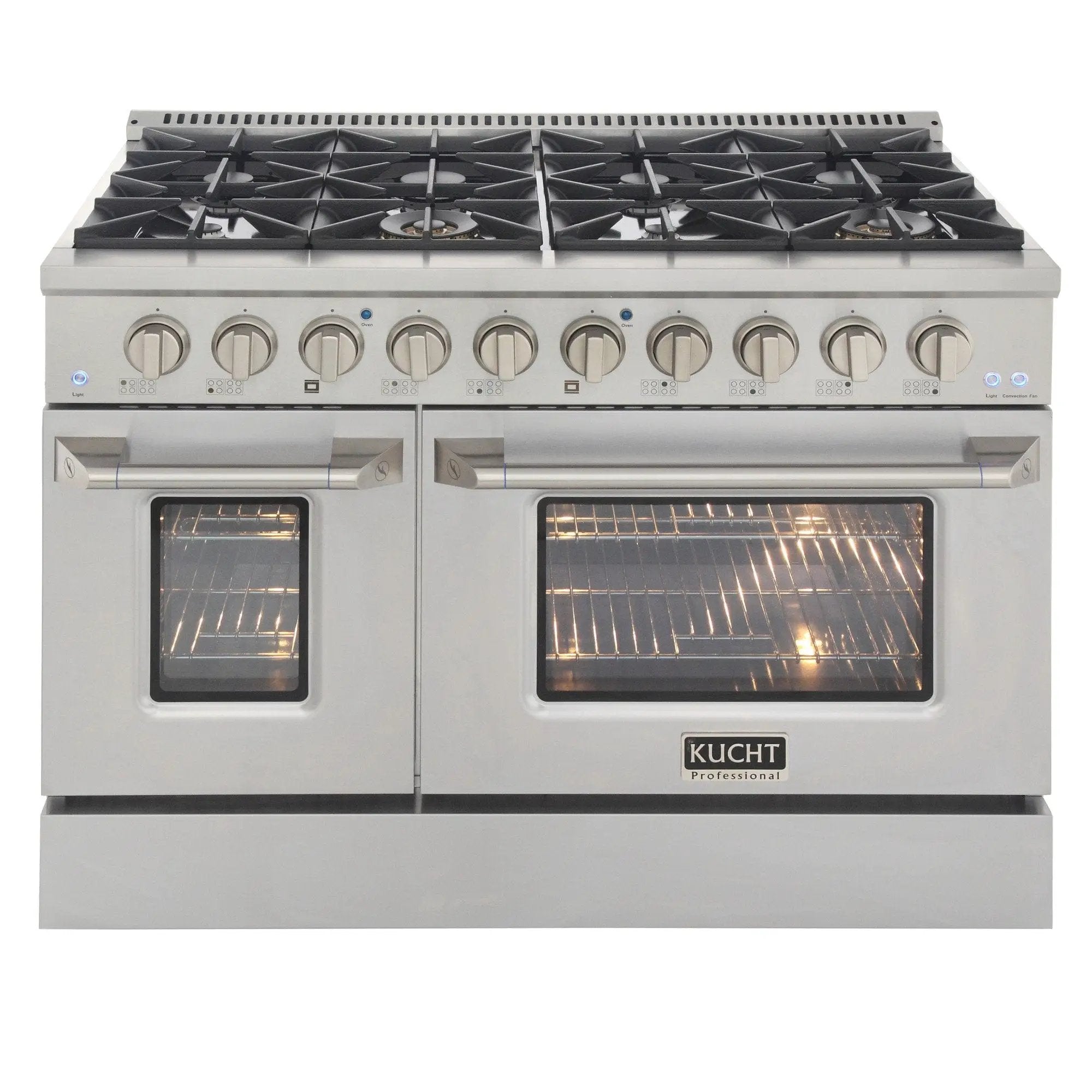 Kucht 48" Propane Range in Stainless Steel, Silver Doors, KNG481/LP-S by Farmhouse Kitchen and Bath
