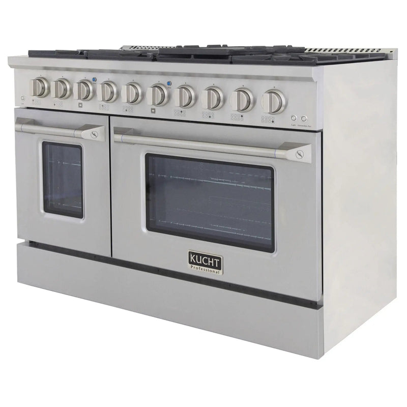Kucht 48" Propane Range in Stainless Steel, Silver Doors, KNG481/LP-S by Farmhouse Kitchen and Bath