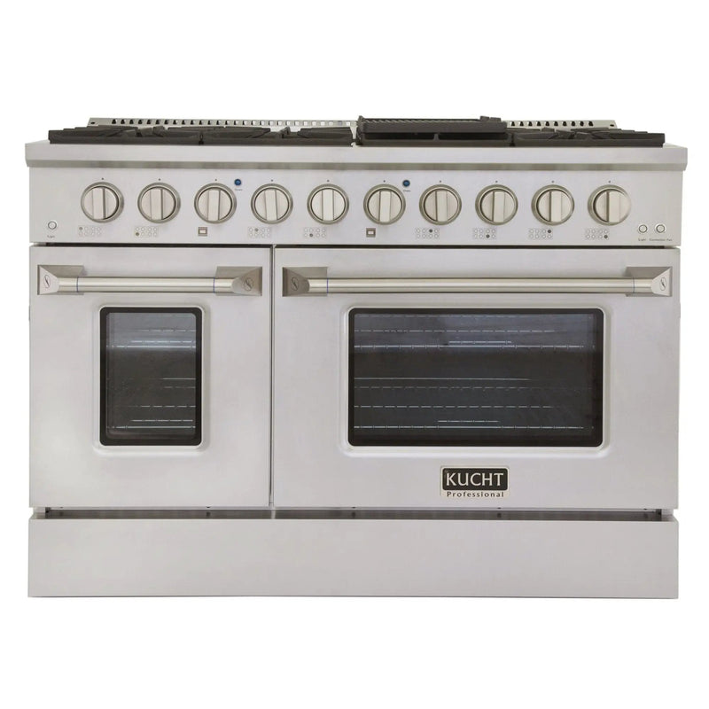 Kucht 48" Propane Range in Stainless Steel, Silver Doors, KNG481/LP-S by Farmhouse Kitchen and Bath