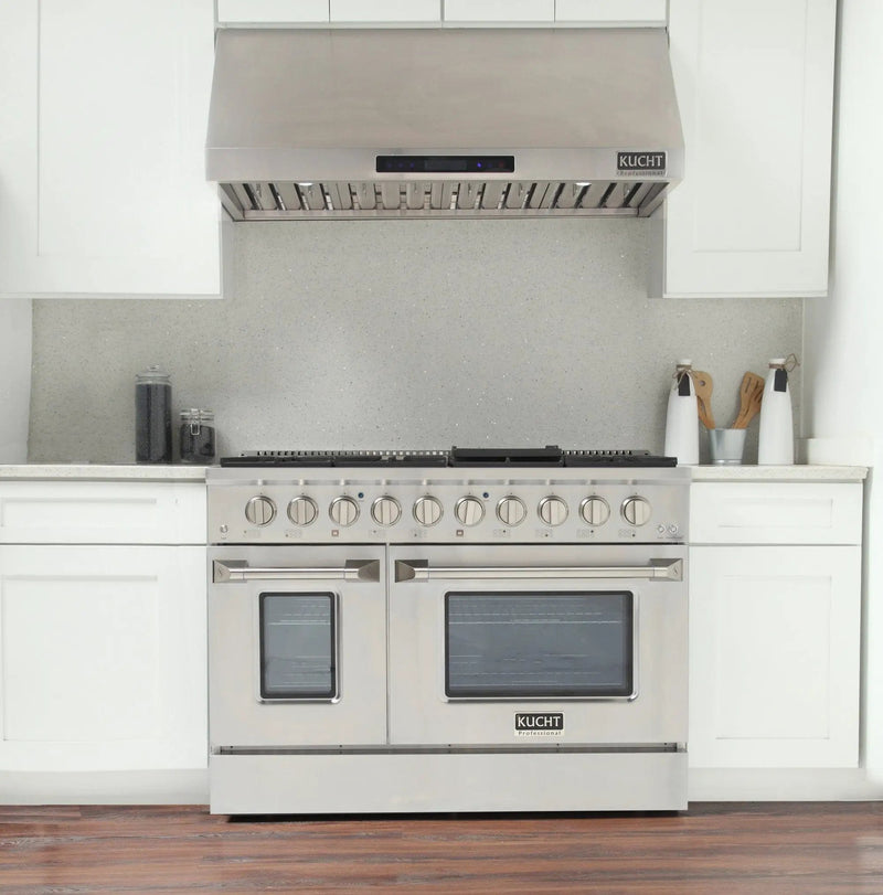 Kucht 48" Propane Range in Stainless Steel, Silver Doors, KNG481/LP-S by Farmhouse Kitchen and Bath