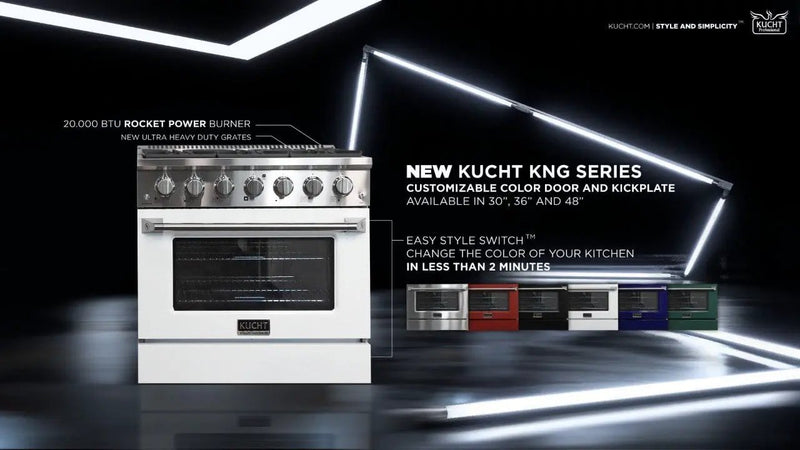 Kucht 48" Propane Range in Stainless Steel, Silver Doors, KNG481/LP-S by Farmhouse Kitchen and Bath