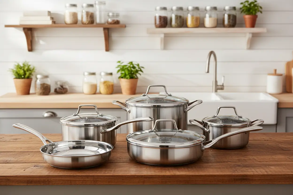 Kucht Culinary Professional 3-Ply Stainless 10 Piece Cookware Set, K16020