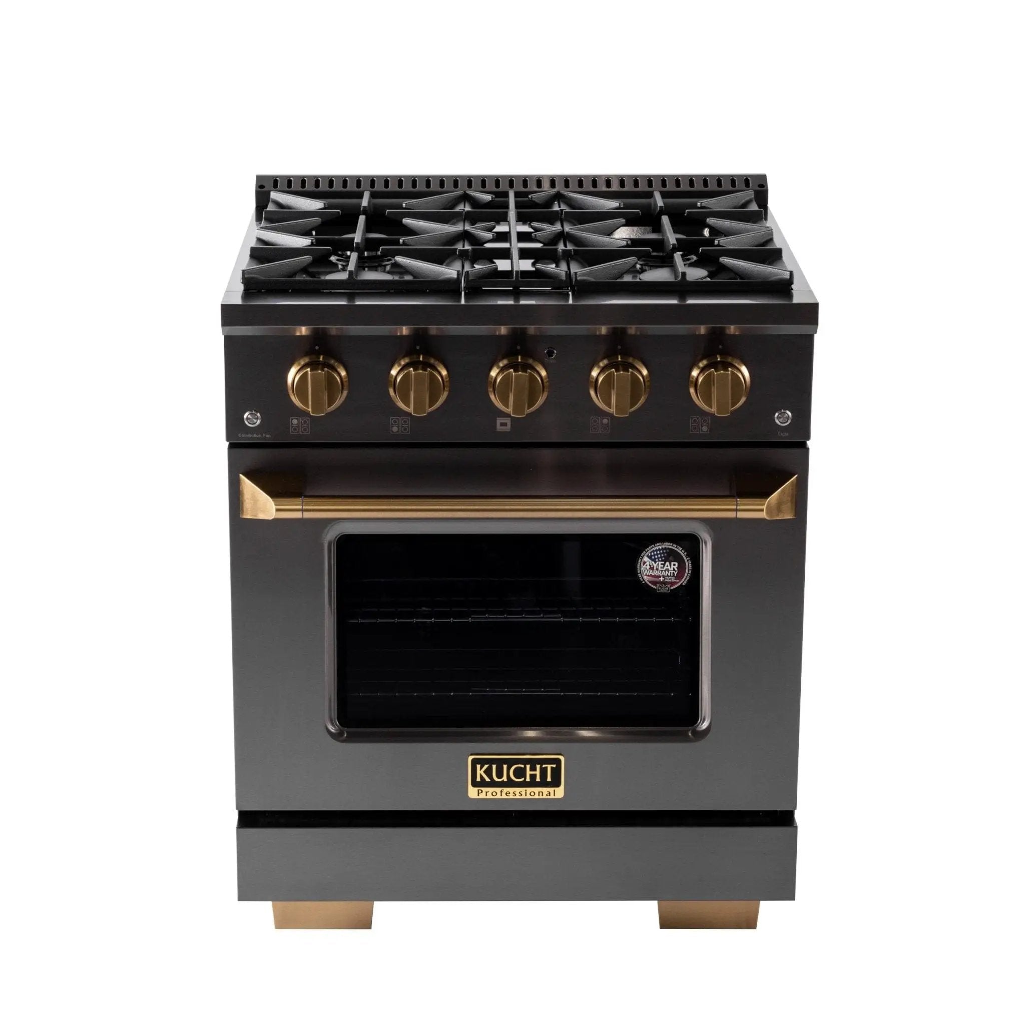 Kucht Gemstone Professional 30 in. 4.2 cu. ft. Natural Gas Range with Sealed Burners and Convection Oven in Titanium Stainless Steel KEG303 by Farmhouse Kitchen and Bath