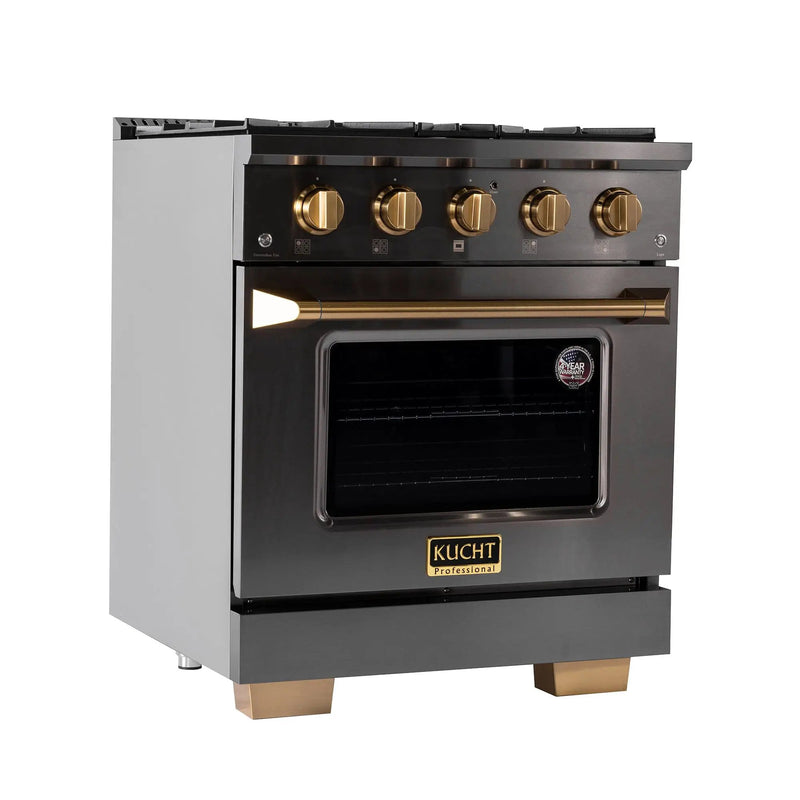 Kucht Gemstone Professional 30 in. 4.2 cu. ft. Natural Gas Range with Sealed Burners and Convection Oven in Titanium Stainless Steel KEG303 by Farmhouse Kitchen and Bath