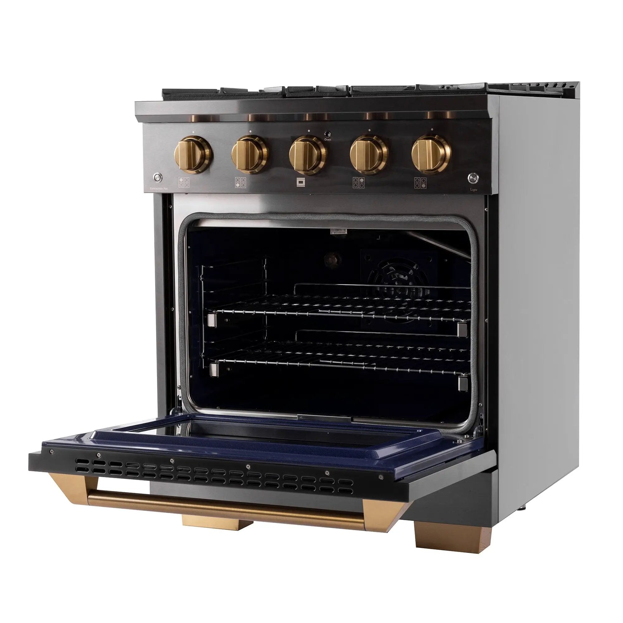 Kucht Gemstone Professional 30 in. 4.2 cu. ft. Propane Gas Range with Sealed Burners and Convection Oven in Titanium Stainless Steel KEG303/LP by Farmhouse Kitchen and Bath