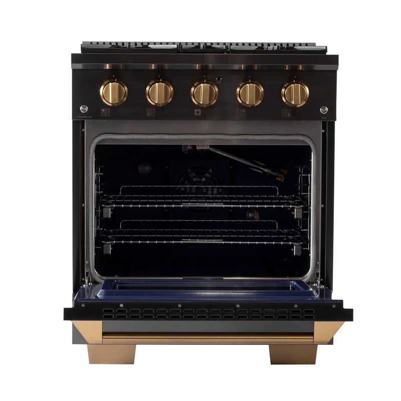 Kucht Gemstone Professional 30 in. 4.2 cu. ft. Propane Gas Range with Sealed Burners and Convection Oven in Titanium Stainless Steel KEG303/LP by Farmhouse Kitchen and Bath