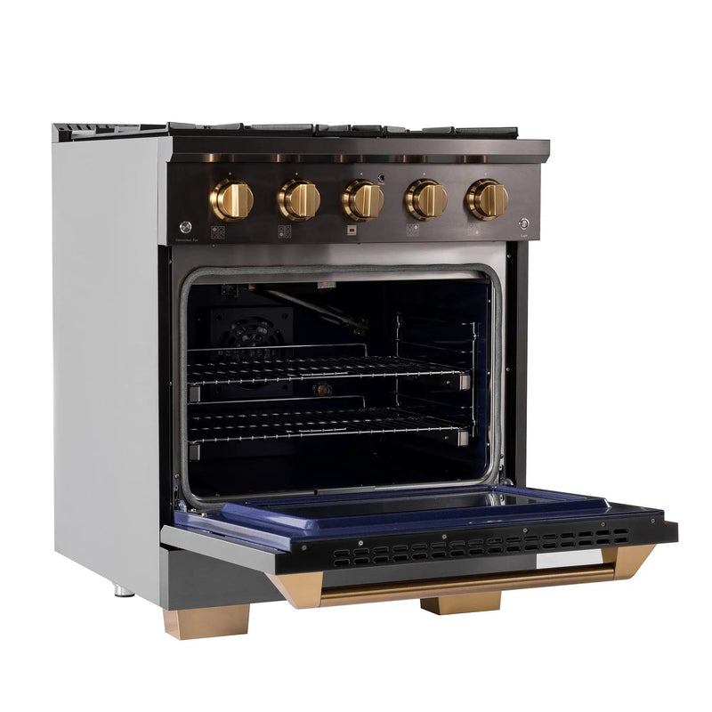 Kucht Gemstone Professional 30 in. 4.2 cu. ft. Propane Gas Range with Sealed Burners and Convection Oven in Titanium Stainless Steel KEG303/LP by Farmhouse Kitchen and Bath