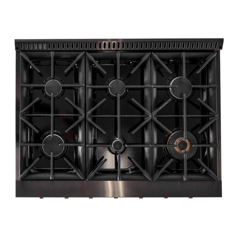 Kucht Gemstone Professional 36 in. 5.2 cu. ft. Propane Gas Range with Sealed Burners and Convection Oven in Titanium Stainless Steel KEG363/LP by Farmhouse Kitchen and Bath